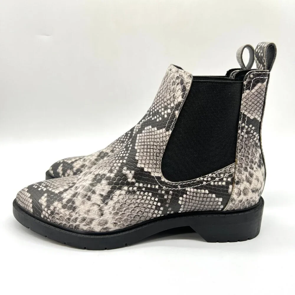 Treasure And Bond Size 6 6M Black White Snakeskin Ankle Boots‎ Booties Shoes